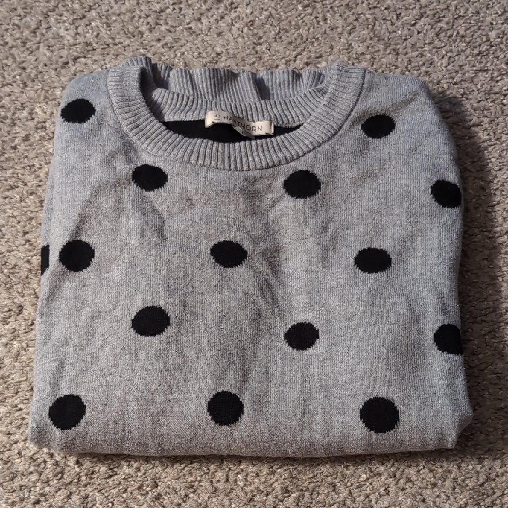 Gray Sweater with Black Dots